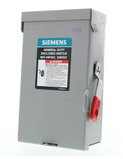 Siemens 60 Amp 2-Pole 2-Wire 240V Non-Fusible Outdoor Safety Switch LNF222RAU