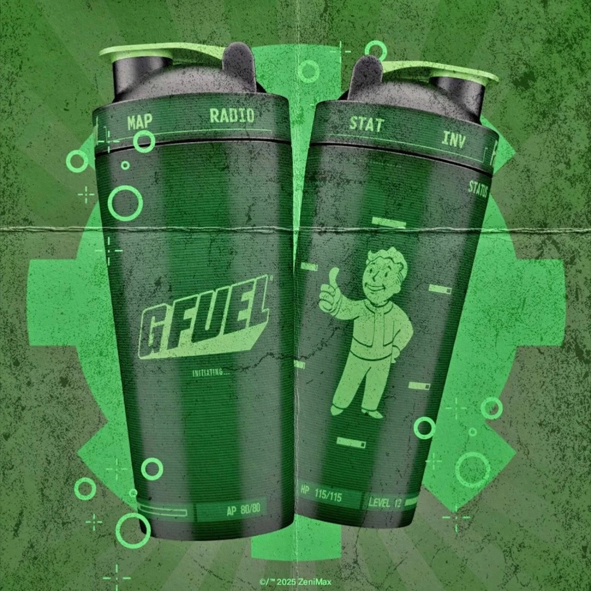 G Fuel Fallout Vault-Tec Pip-Boy Collector's Metal Shaker Cup Shaker Cup 24 oz
