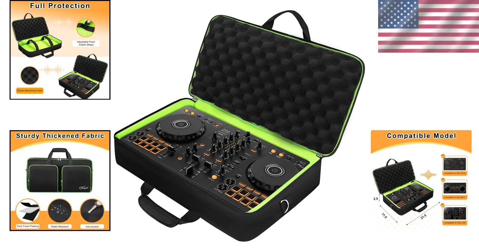 Fashionable Padded DJ Controller Case with Lockable Zippers - Medium Size