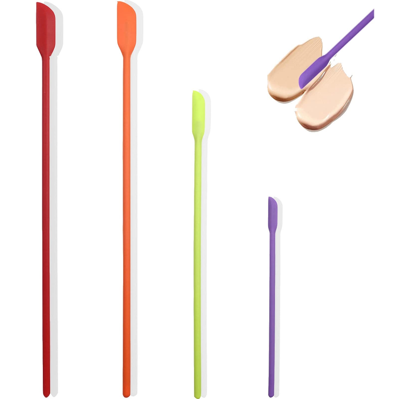 Silicone Spatula Set 4pcs Mini Flexible Scraper Tools for Jar Kitchen Makeu