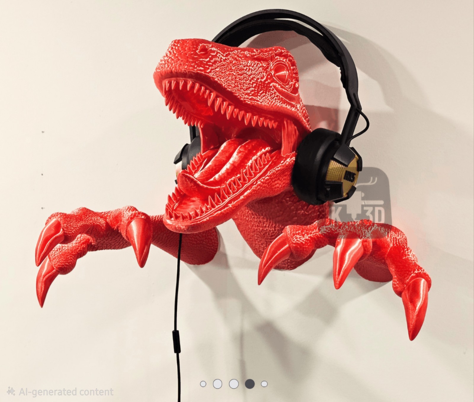 3D Printed Raptor Dinosaur Controller Holder Wall Mount | Gaming Headset Stand |