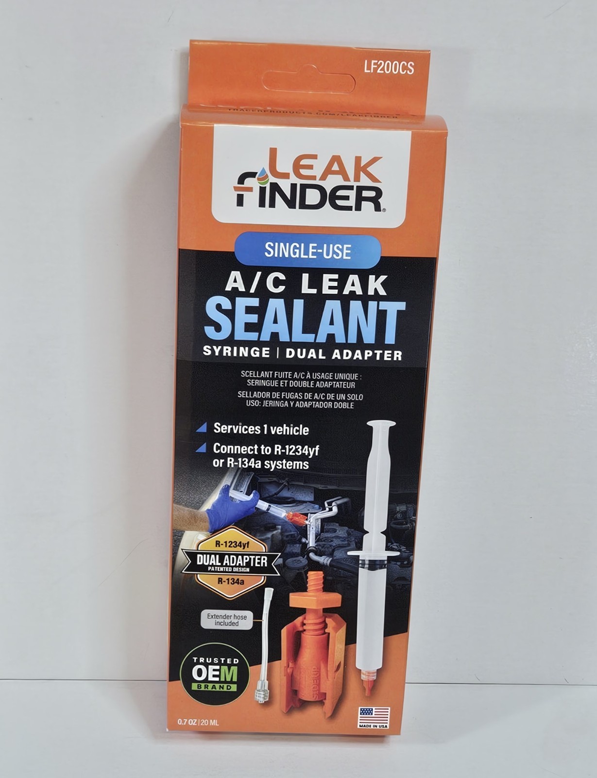 LeakFinder LF200CS A/C Leak Sealant  Single Use Syringe Injector Leak Detection