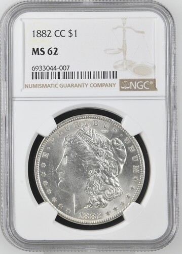 1882-CC Morgan Silver Dollar NGC MS62 Carson City Bright Luster