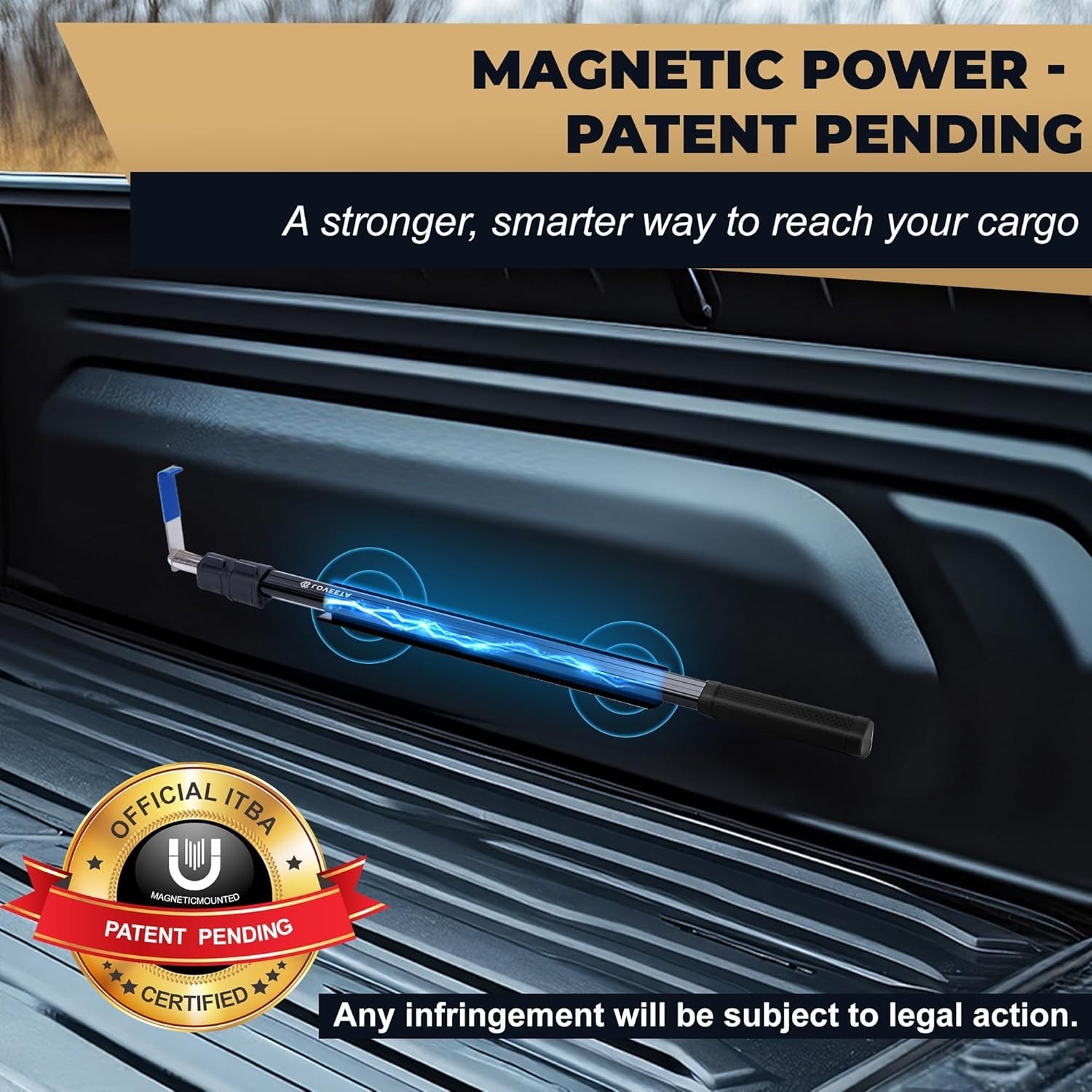 Magnetic Cargo Tool for Pickup Trucks with Extra Hooks Included