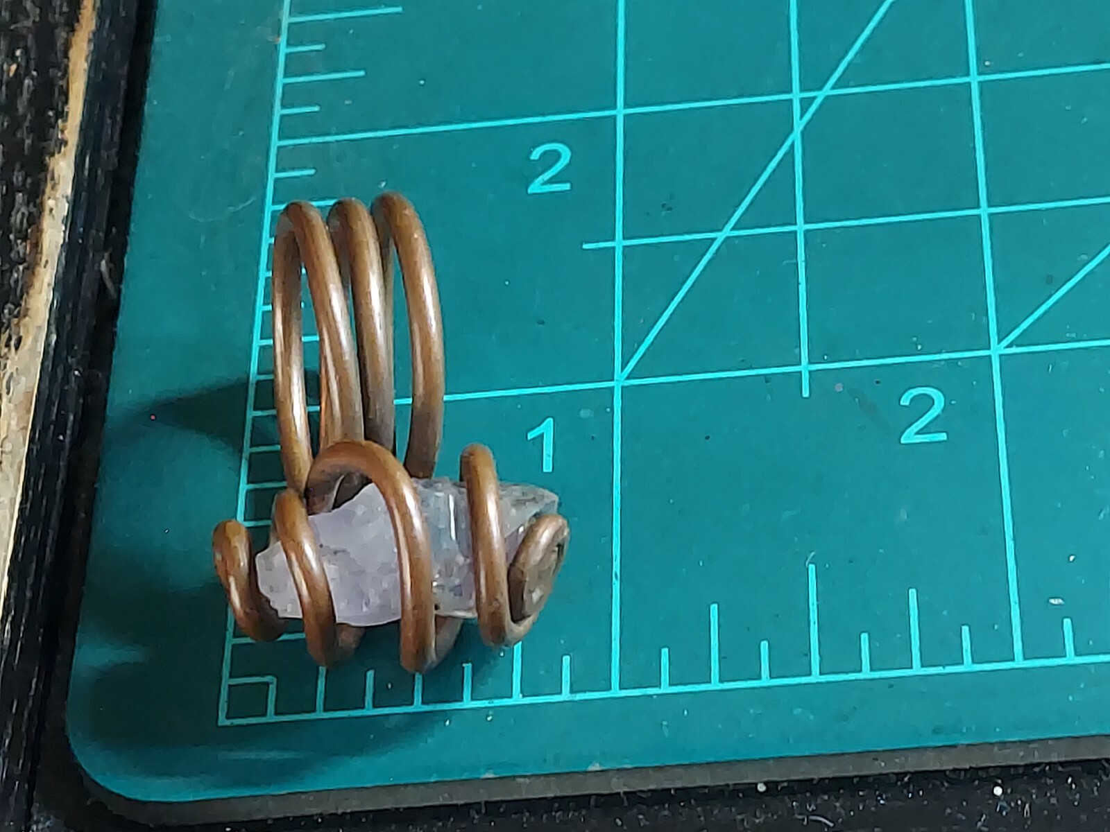 Copper Wire Amethyst Crystal Handcrafted Ring Size 6