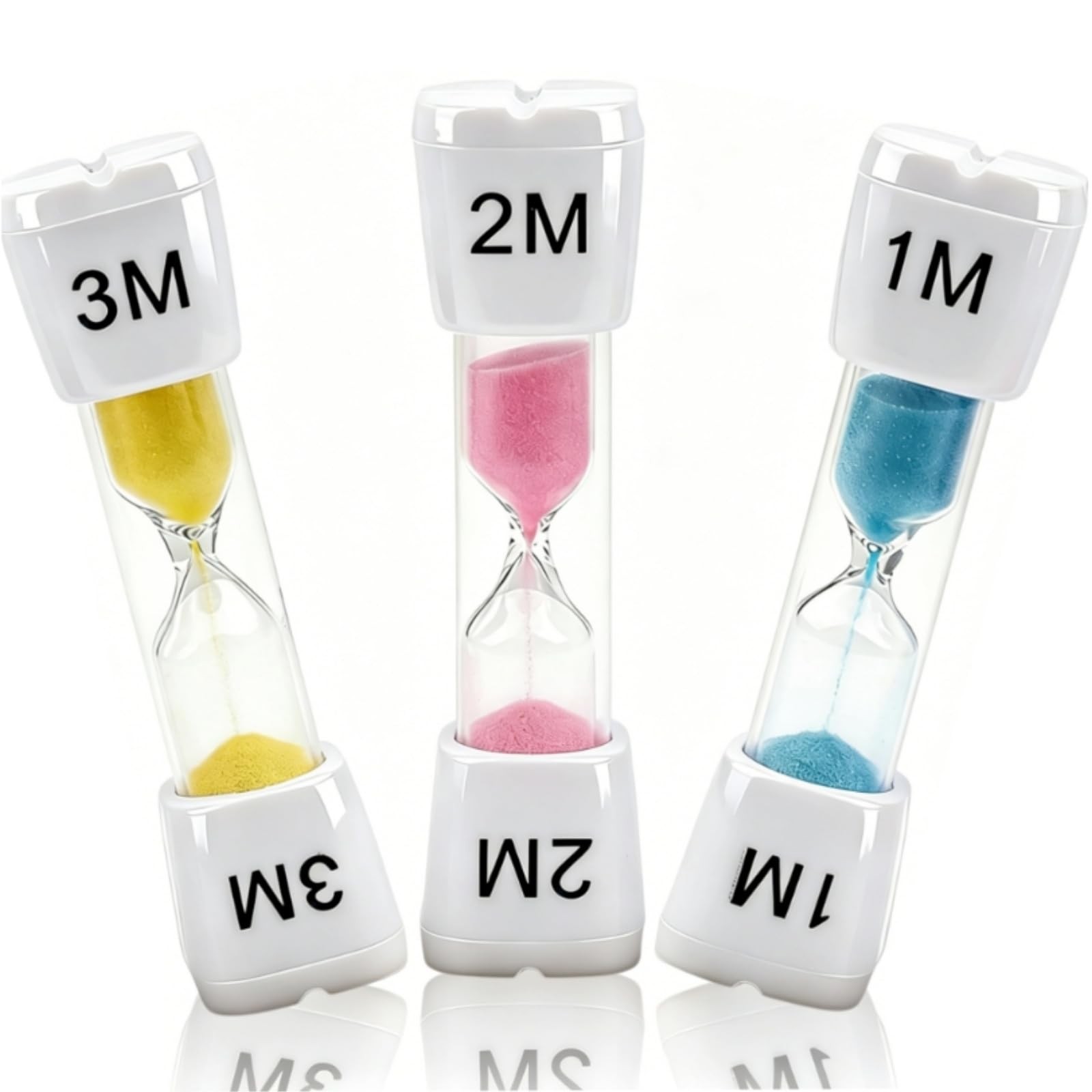 3-Pack Hourglass Sand Timer - 1/2/3 Min Colorful Blue, Yellow and Pink