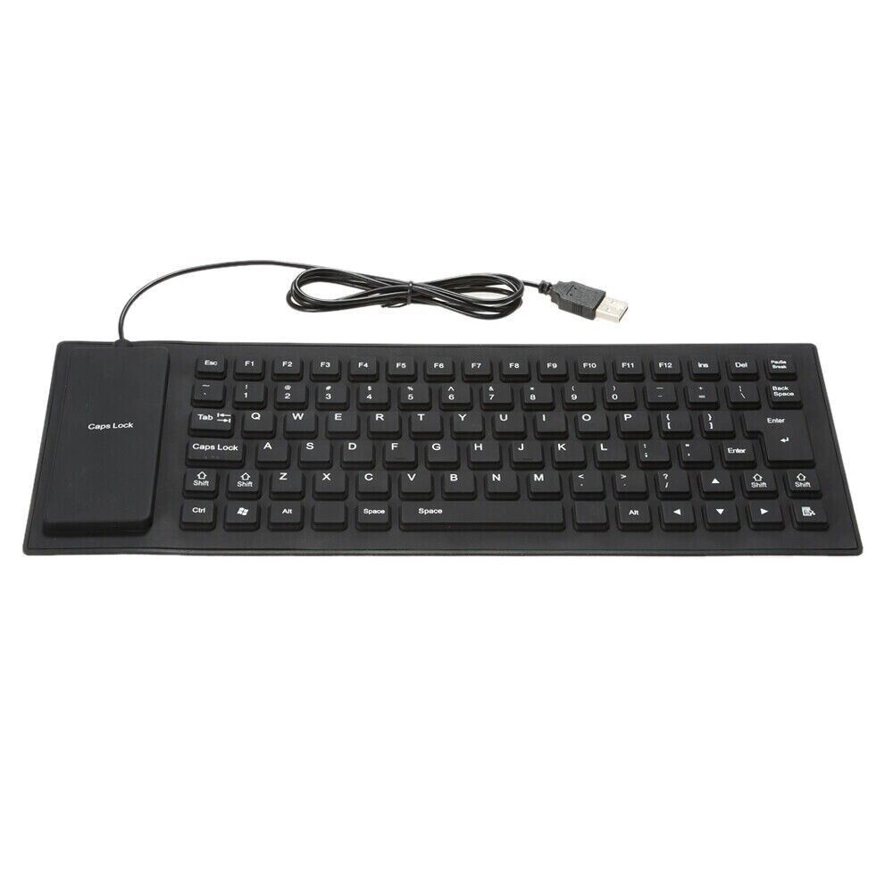 Foldable Silicone Keyboard Waterproof USB Flexible Roll Up Dustproof Full Size