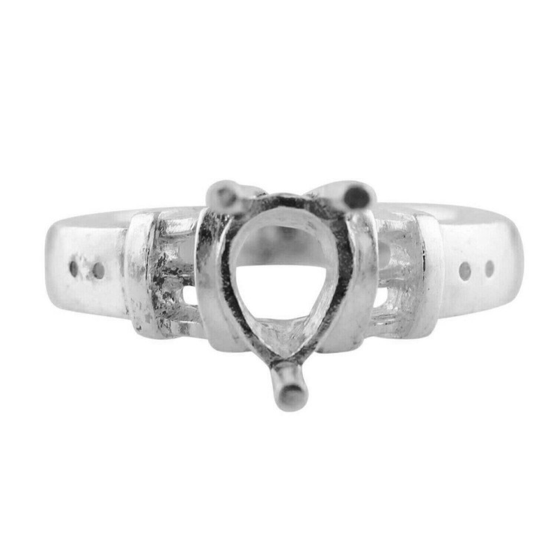 Solitaire 6x8MM Pear Shape Semi Mount Women Wedding Ring 925 Sterling Silver