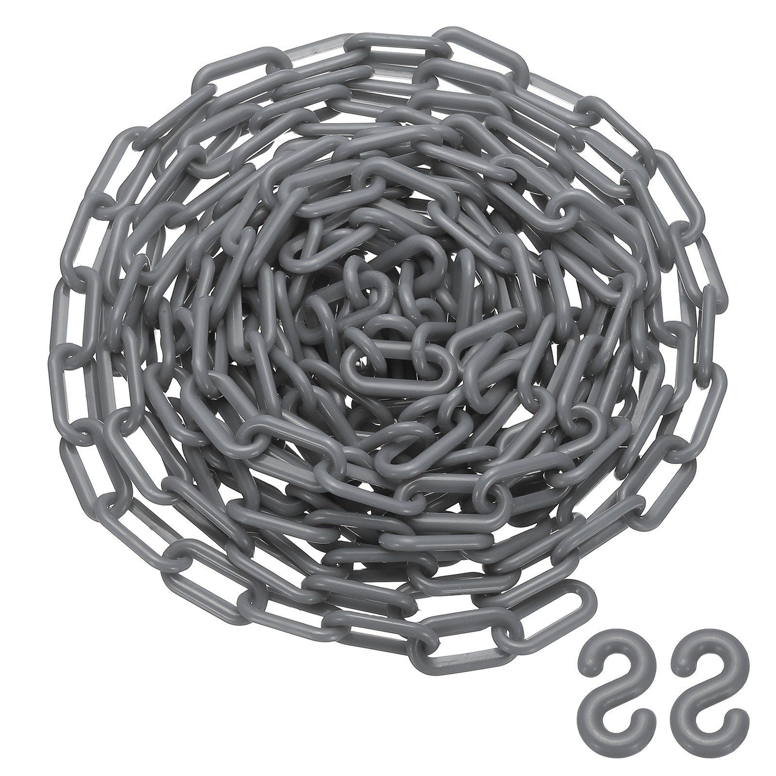 25 Feet Plastic Chain Link Safety Barrier Chain 0.8x1.4 Inch Buckle Silver Tone