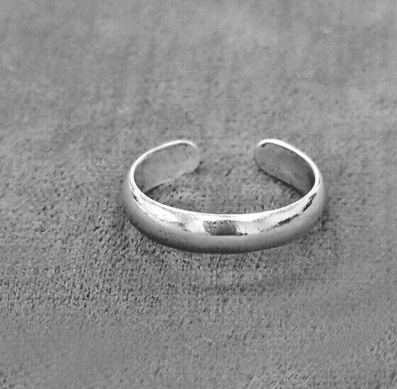 925 Silver Solid Metal Beautiful Gift For Women's Plain Band Adjustable Toe Ring