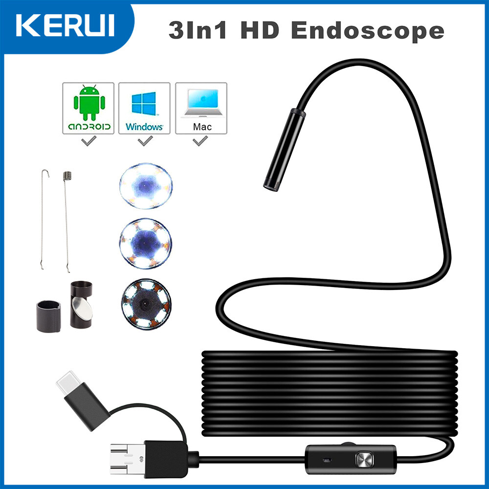 6LED USB Snake Endoscope Borescope HD Inspection Camera Scope For Android Type C
