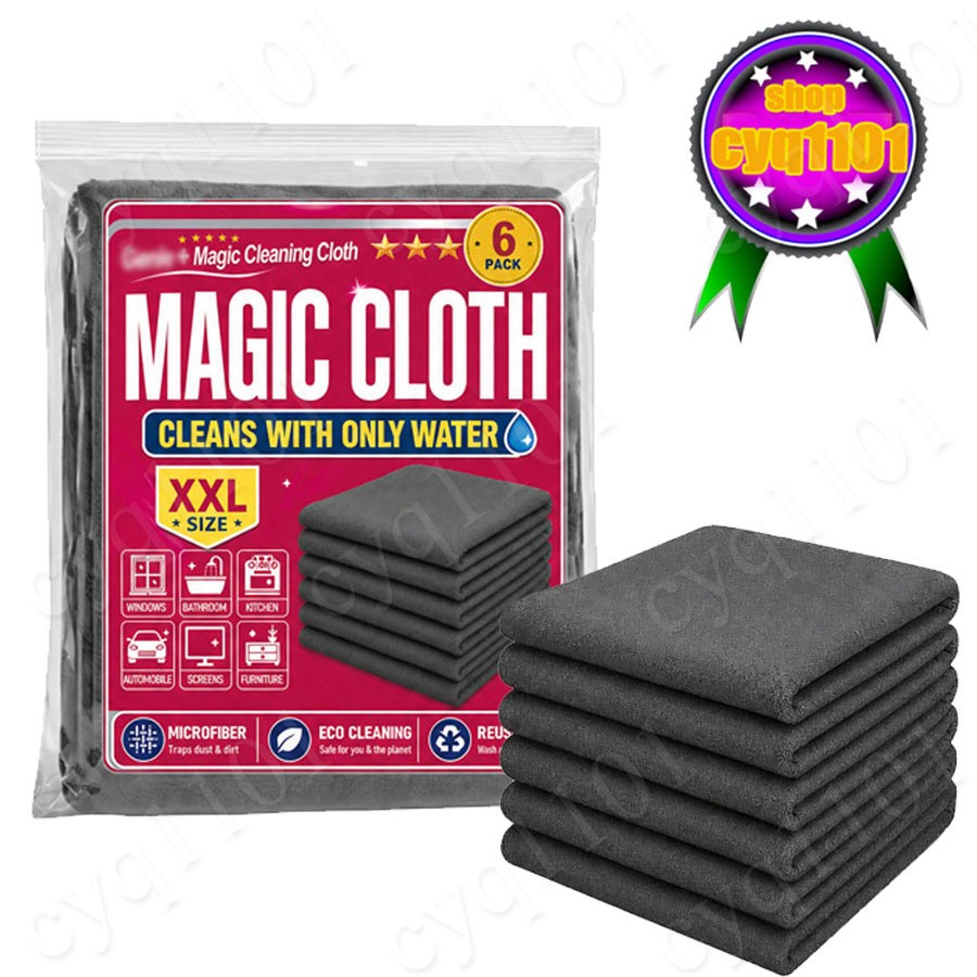 Genie Magic Cleaning Cloth, 6 Pack Microfiber Cleaning Cloths, Streak-Free & Lin