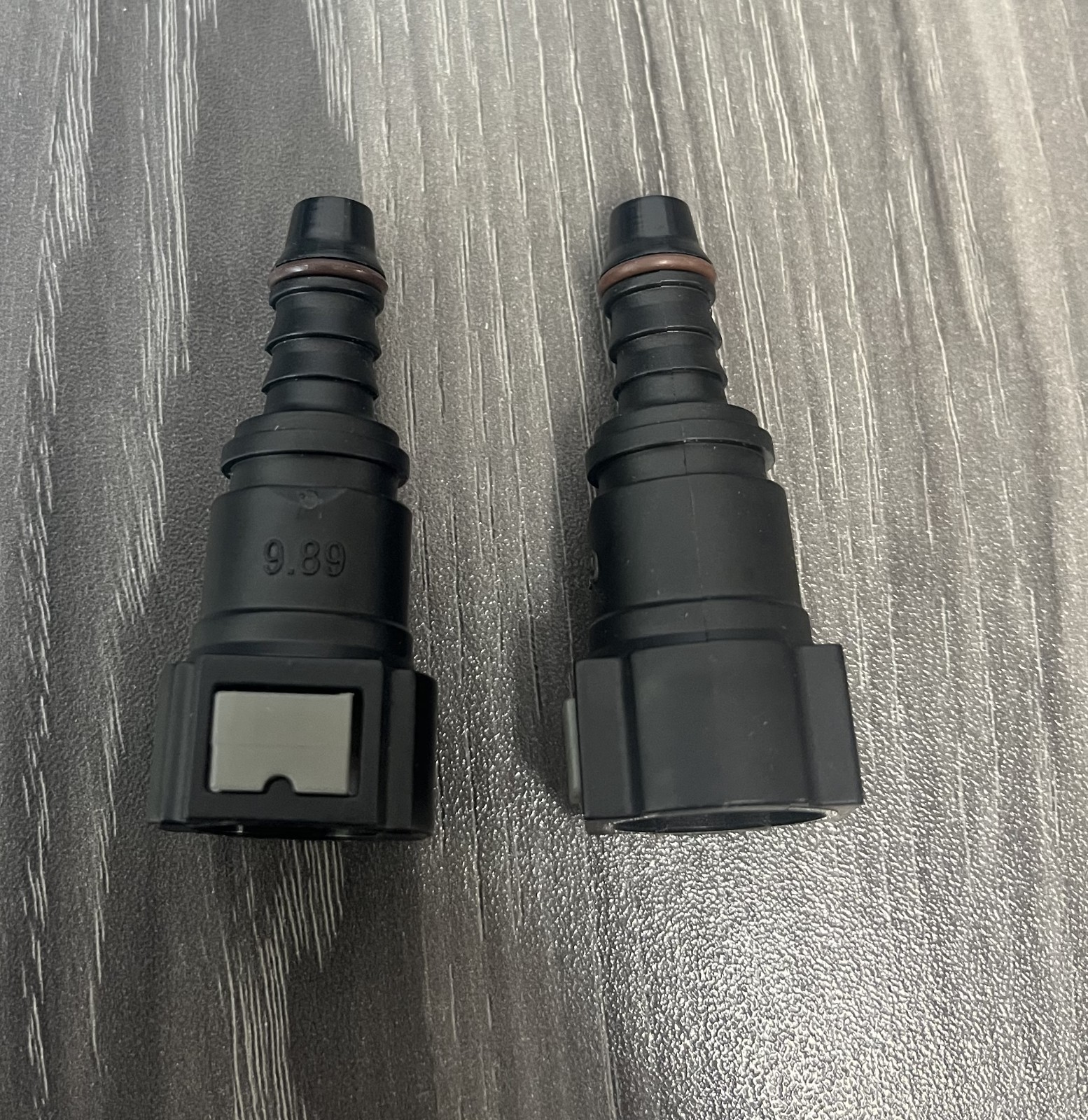2- 3/8" hose barb to M10 (9.89mm) Female Quick Connect Bundy Fitting