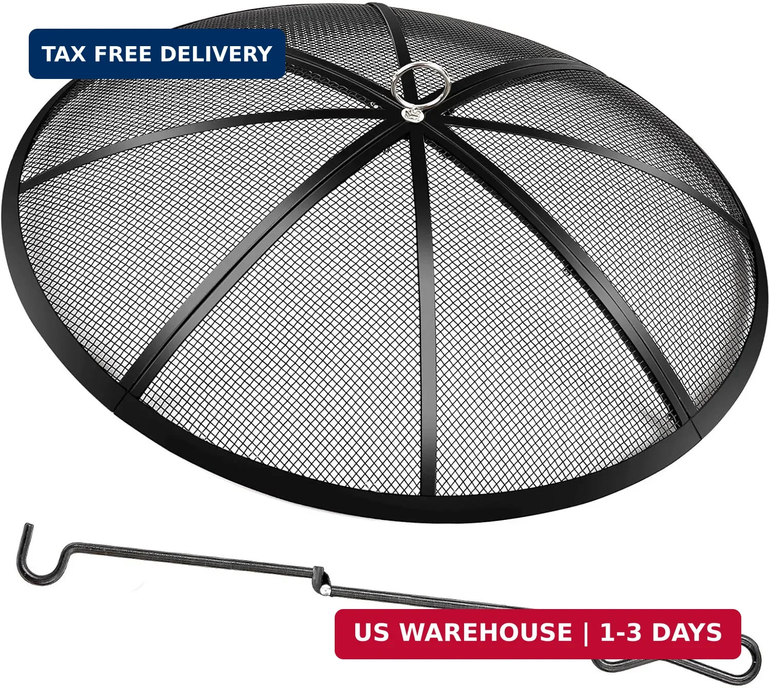 Fire Pit Spark Screen, 22 Inch Diameter Fire Pit Screen with Handle & Poker,Heav