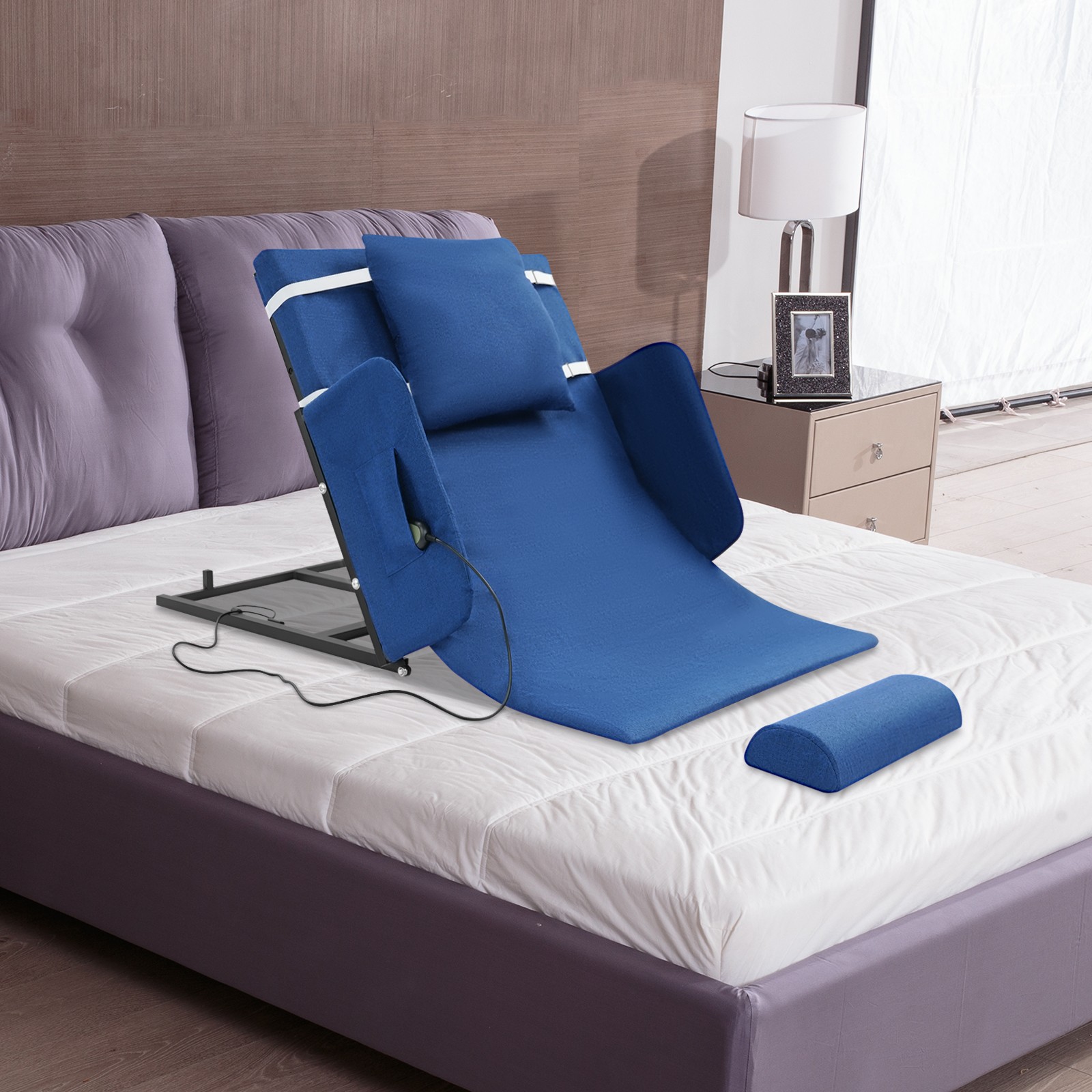 Electric Adjustable Backrest 80° for Elderly with Handrails & Comfort Padding