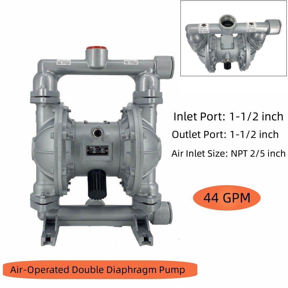 Air-Operated Double Diaphragm 1-1/2" Inlet & Outlet Pump Petroleum 44GPM Air