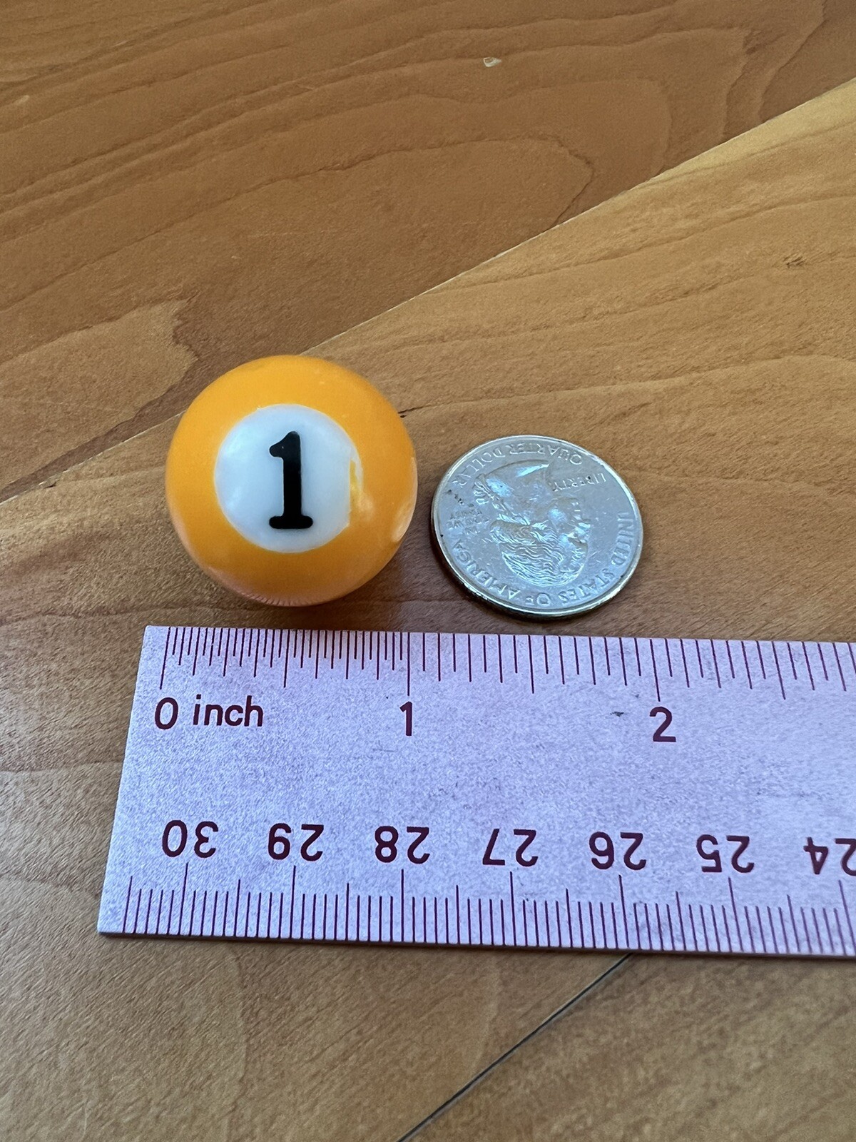 Replacement Mini Billiard Pool Ball Approx 1" Ball Number #1 Yellow Solid