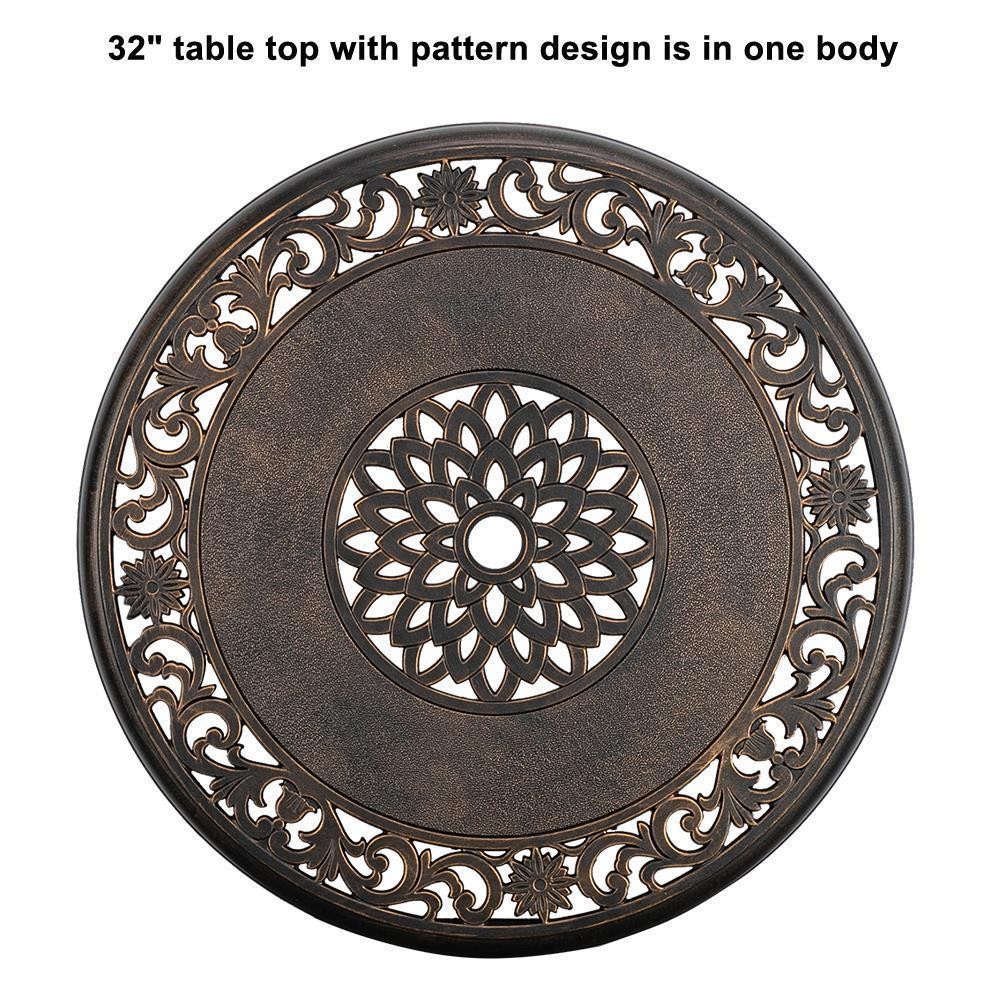 Aluminum Round Dining Table Patio Bistro Furniture w/ 1.97'' Umbrella Hole