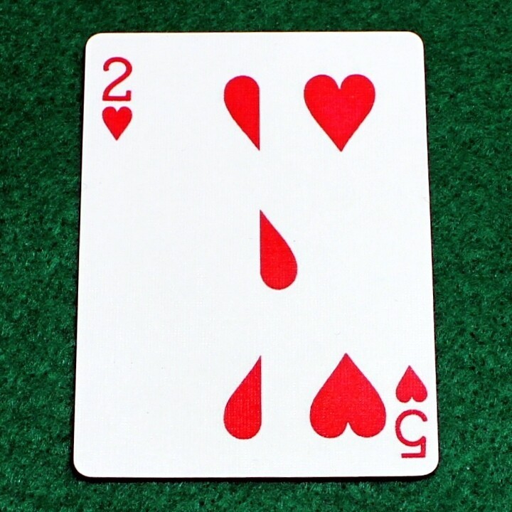2 of Hearts / 5 of Hearts - Half Vertical, Bicycle Printed Gaff Card, Red