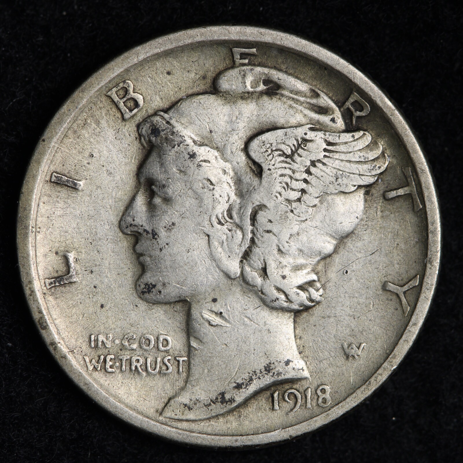 1918-D Mercury Dime CHOICE AU Nice Early Date E774 DANZ