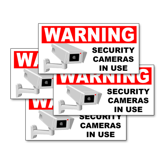SECURITY CAMERA IN USE 5inch Multi-packs Warning Adhesive Decals Labels Stickers