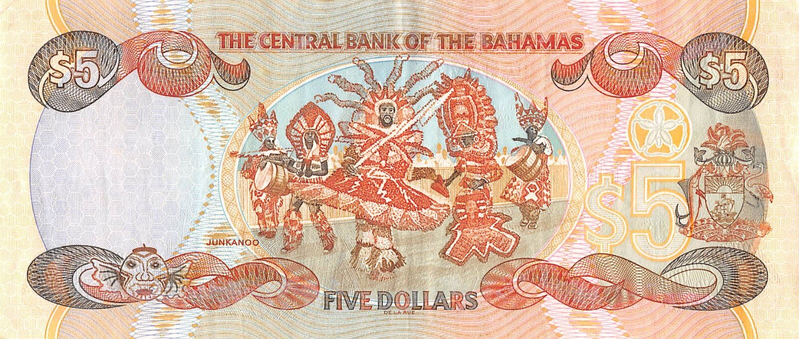 Bahamas  $5  2001  P 63b  Series X   Circulated Banknote XV