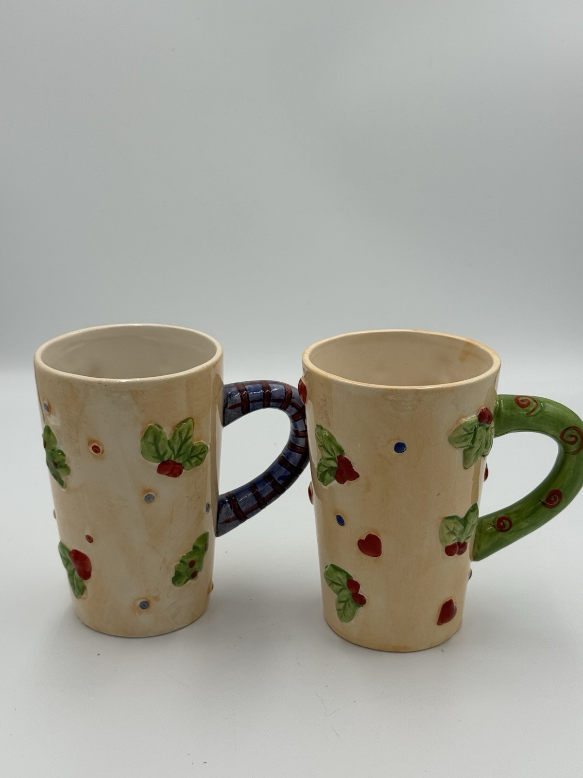 Pair Of Ceramic Tall Mugs - Berries?
