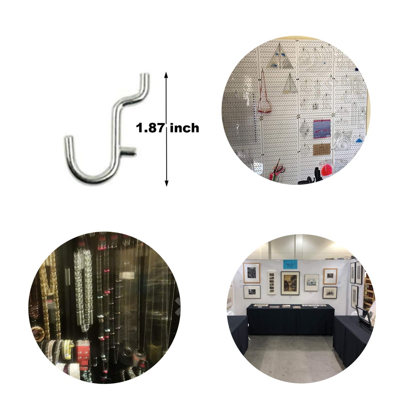 Metal Pegboard J Hook Accessories Wall Display Assortment Hooks 100PC
