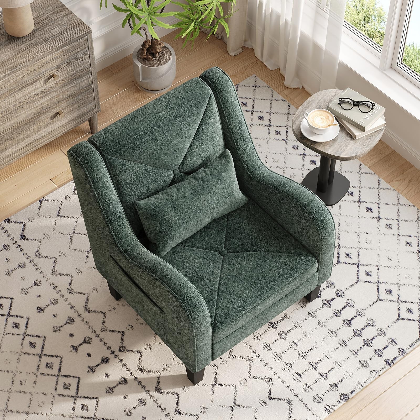 Chenille Accent Chair for Living Room Bedroom Chair Comfy Reading Chair