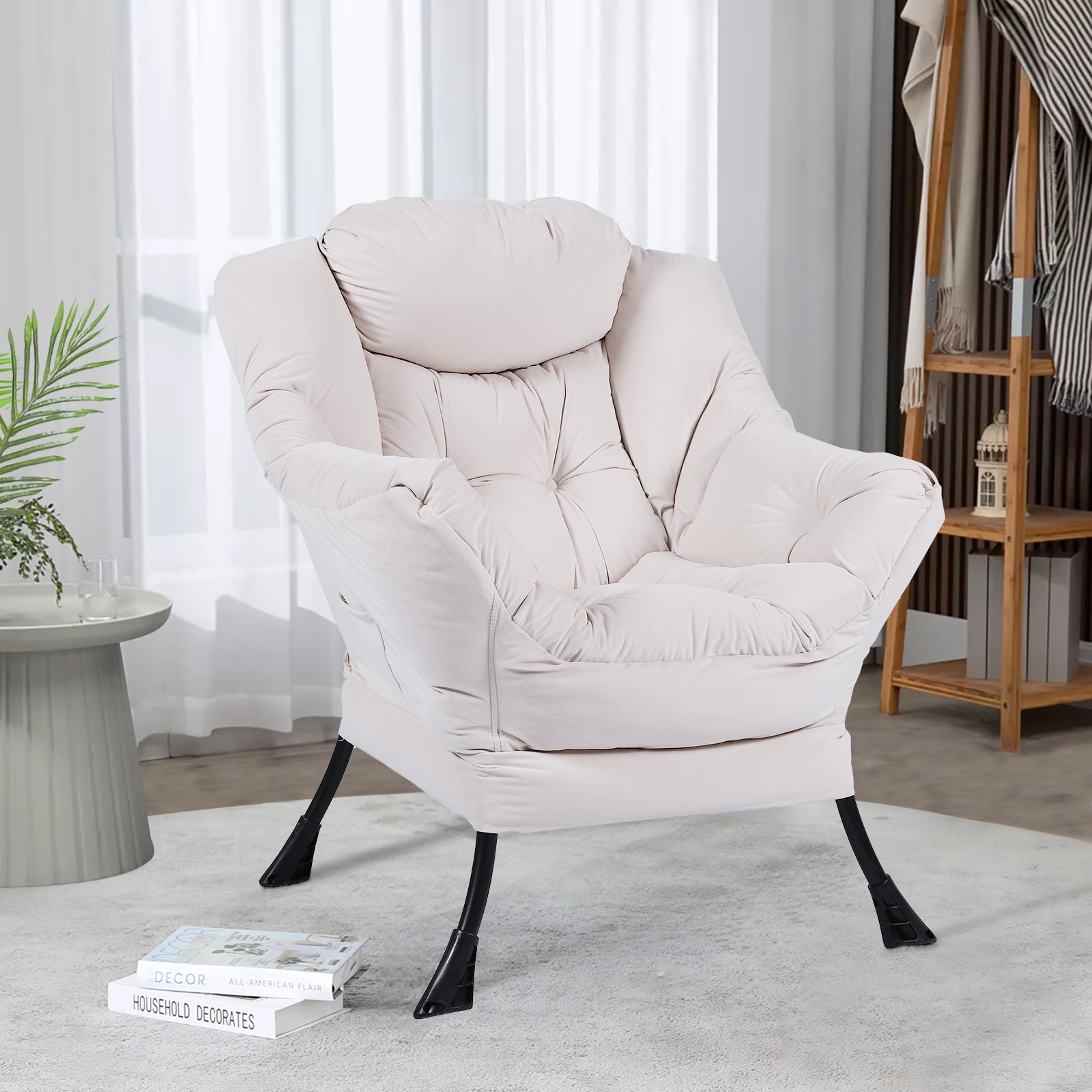 Modern Lazy Chair Lounge Accent Chair with Armrests Comfy Leisure Sofa Armchair