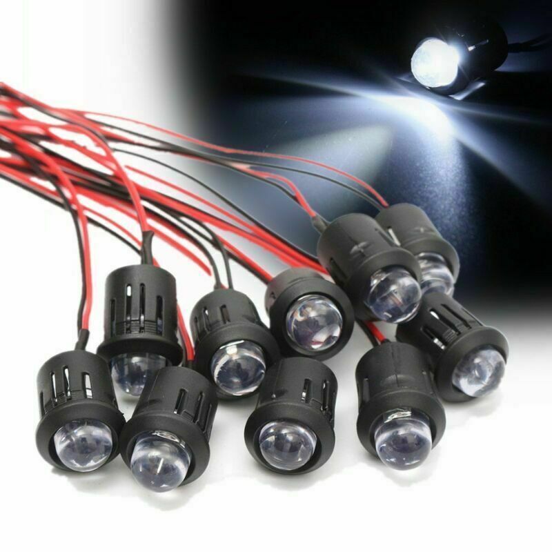 DC5V 12V 5MM LED Diode Light Clear 20cm Cable Pre-Wired With BL Plastic Holder