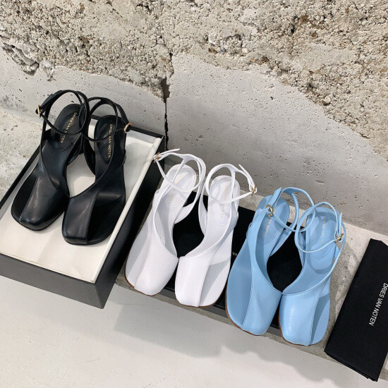 DRIESvan NOTEN Half Wrapped Hollow High-heeled Sandals Genuine Leather Women