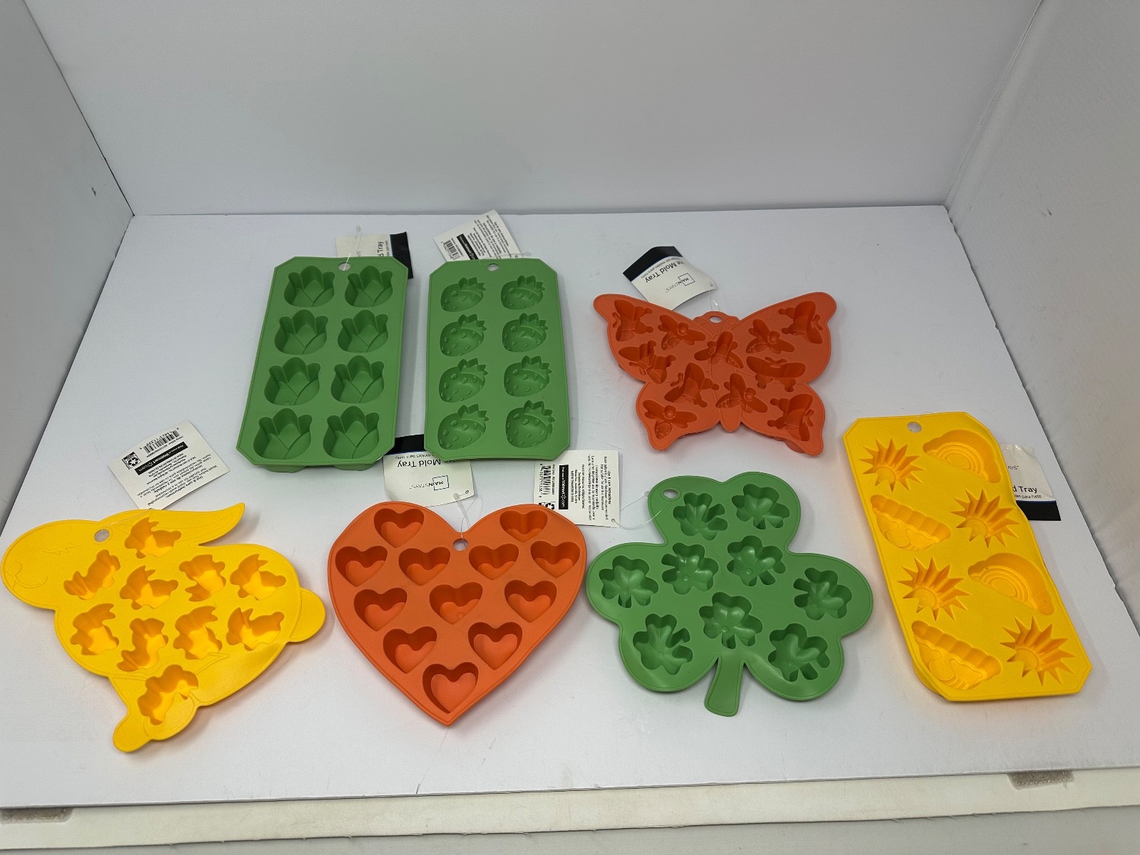 NEW Mainstays Silicone Ice Mold Trays Lot Set Of 7 Summer Fun, All Different U5