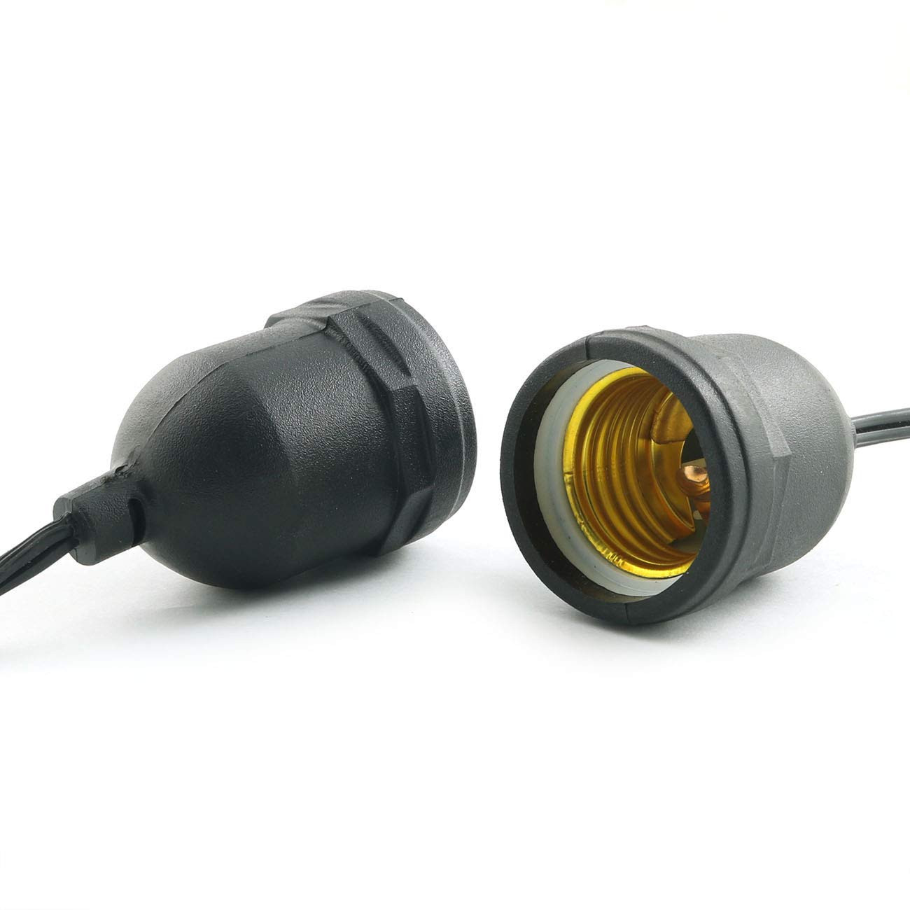 5 Pcs E26 E27 Temporary Light Socket Flame Retardant Waterproof Pigtail Black