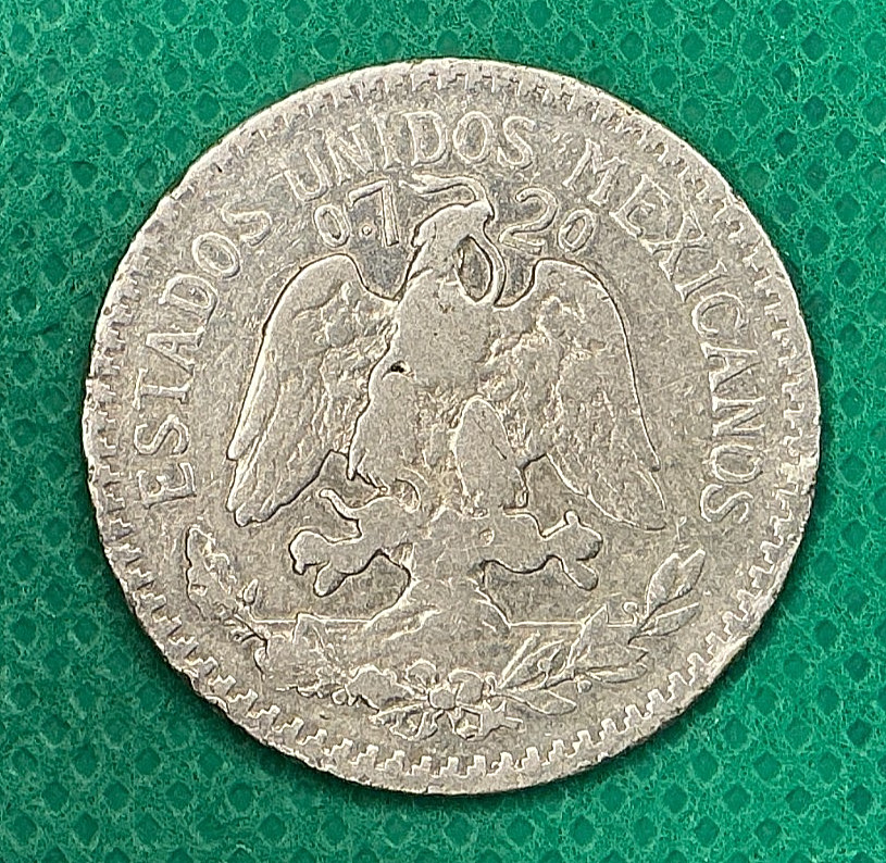 1921 Mo Mexico Silver 50 Centavos Cap and Rays KM# 447