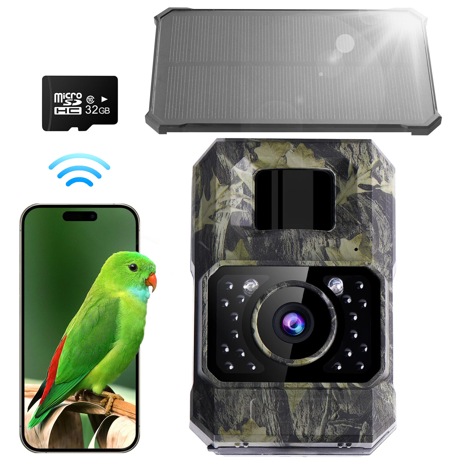 Trail Camera 2000mAh Built-in Battery Hunting Cameras Night Vision Solar panels