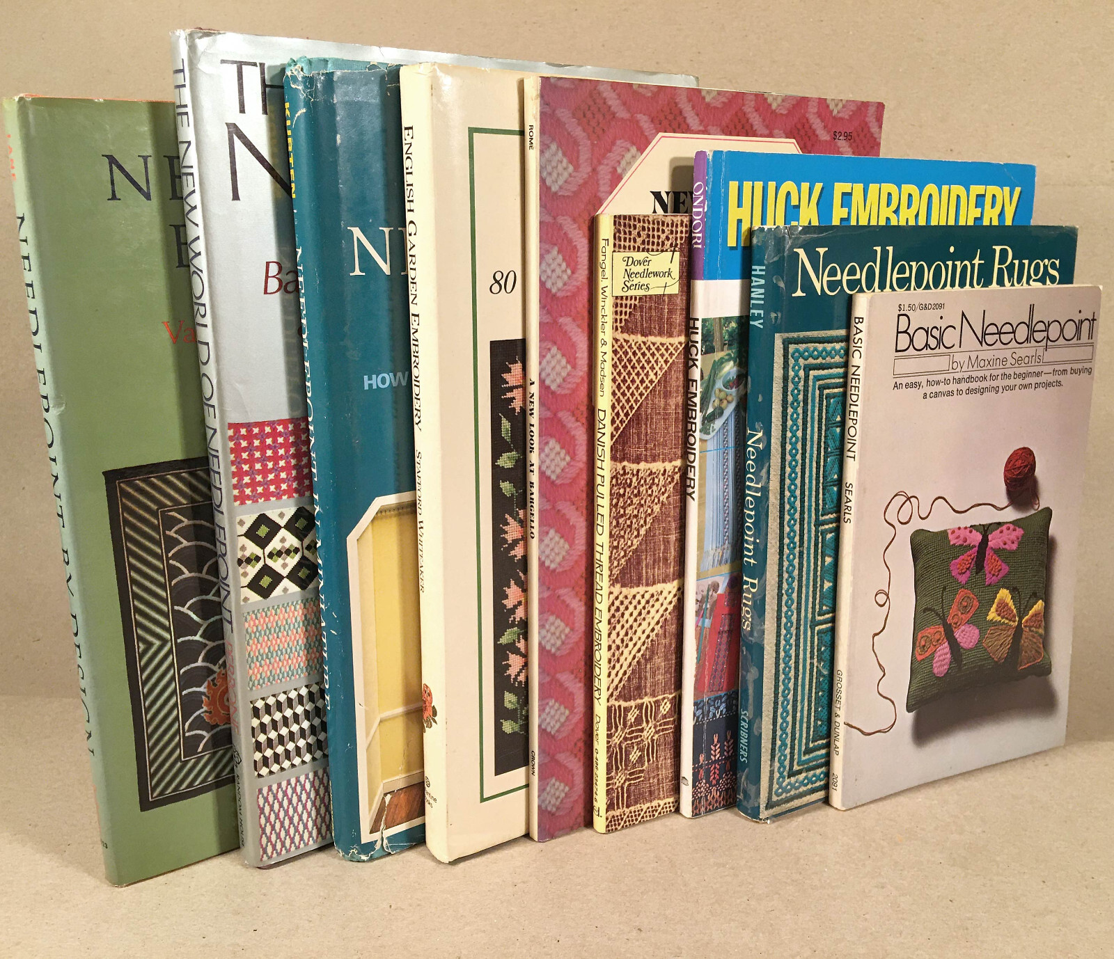 Lot of 9 SOMEWHAT VINTAGE (1970-87) INSTRUCTIONAL BOOKS EMBROIDERY & NEEDLEPOINT
