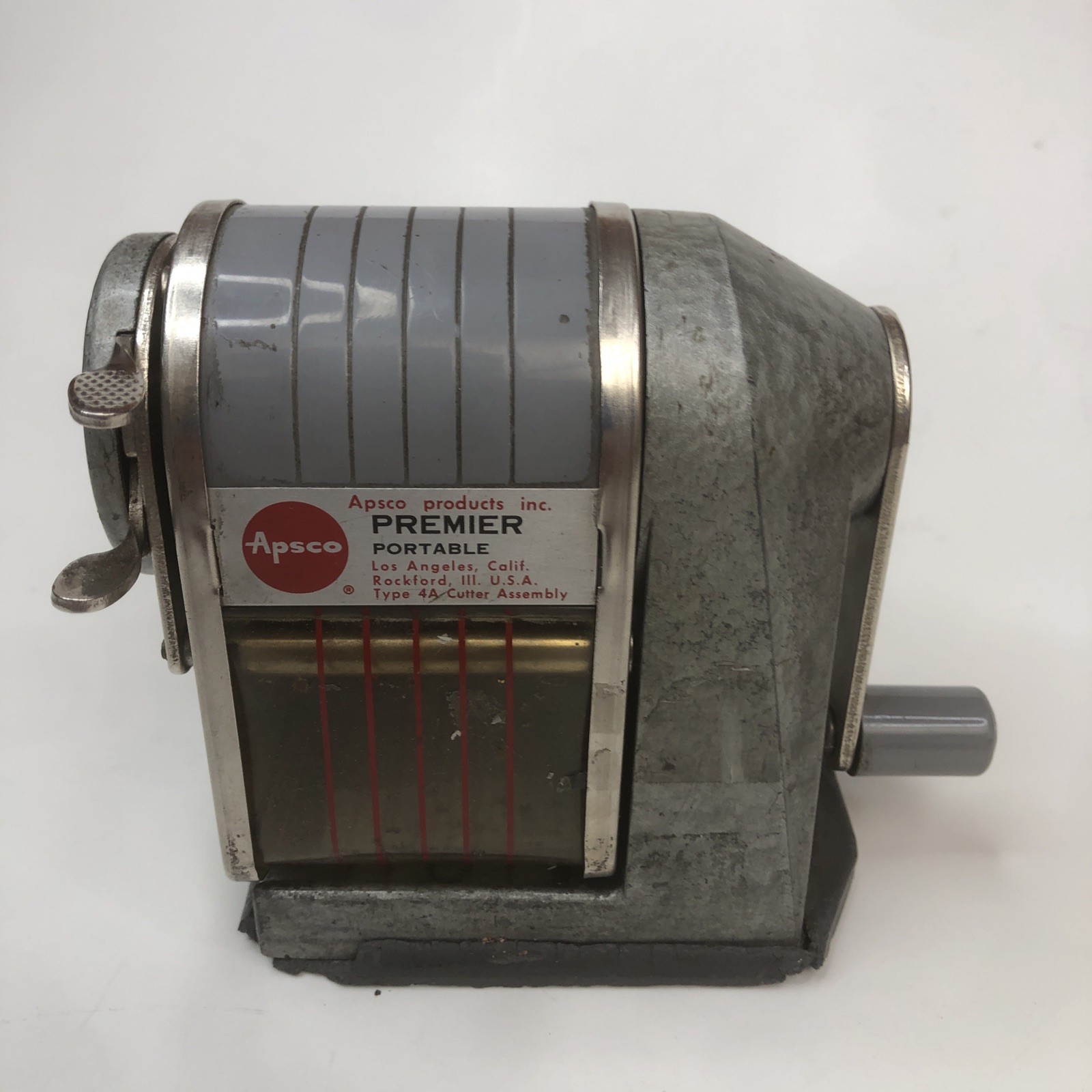 Vtg Apsco Premier Portable Pencil Sharpener Type 4A Metal School Office Rockford