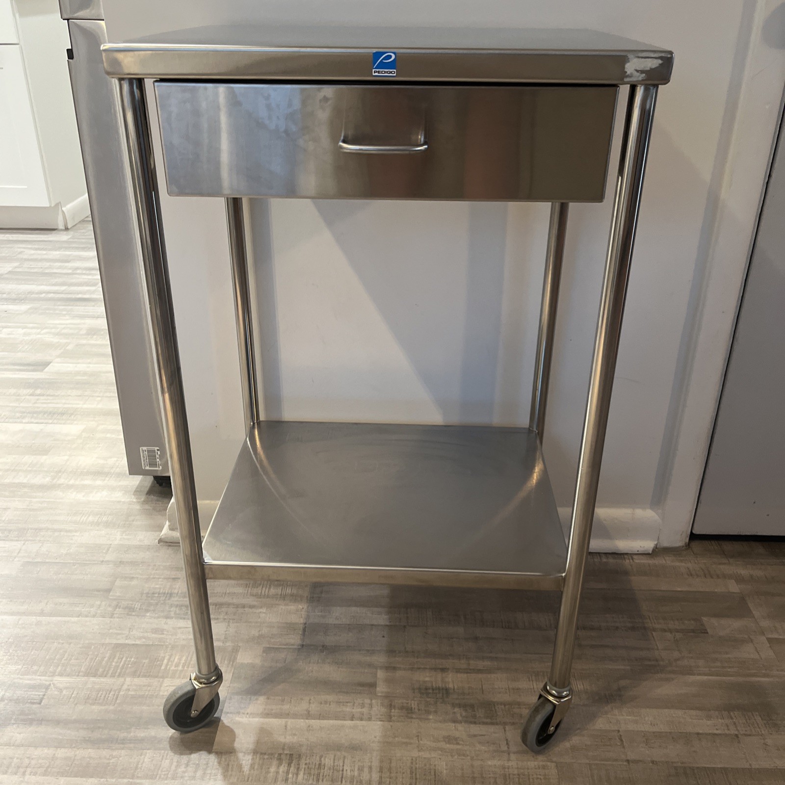 Pedigo SG-80-SS Stainless surgical dental Steel Utility Cart w/ Shelf Drawer