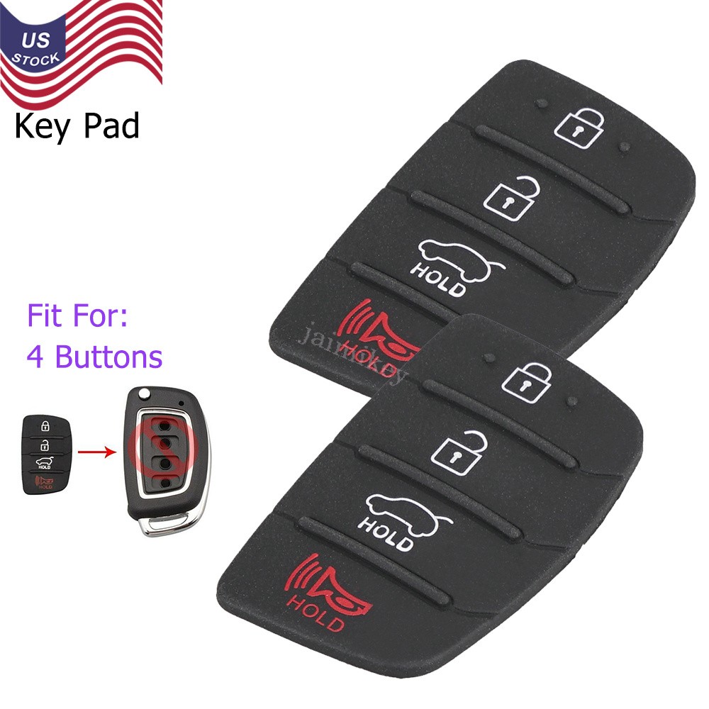 2 Replacement For Hyundai Sonata 2015 - 2019 Key Fob Case Rubber Pad 4 Button