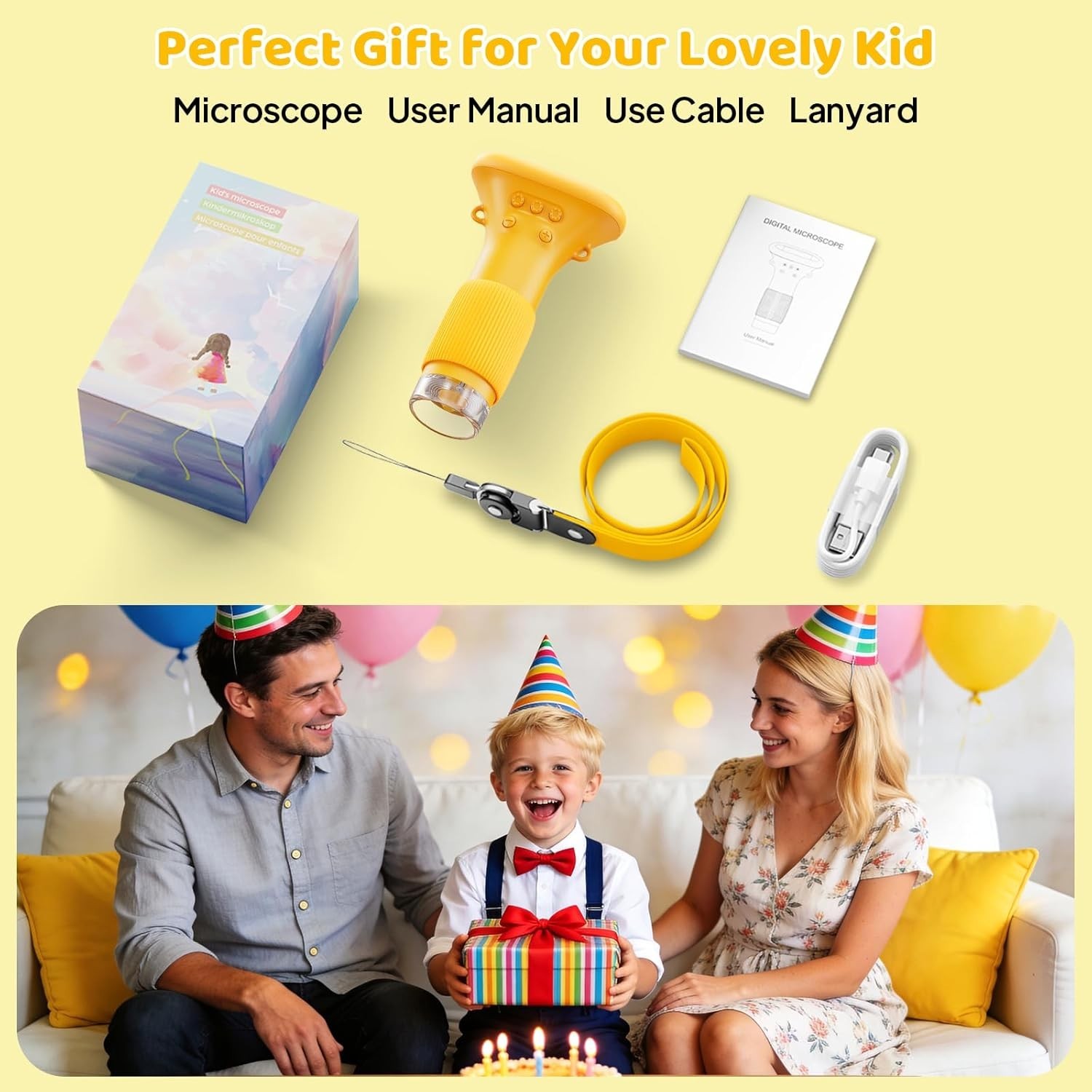Kids Microscope - 1000X Portable Microscope for Kids, Photo & Video Miniscope...
