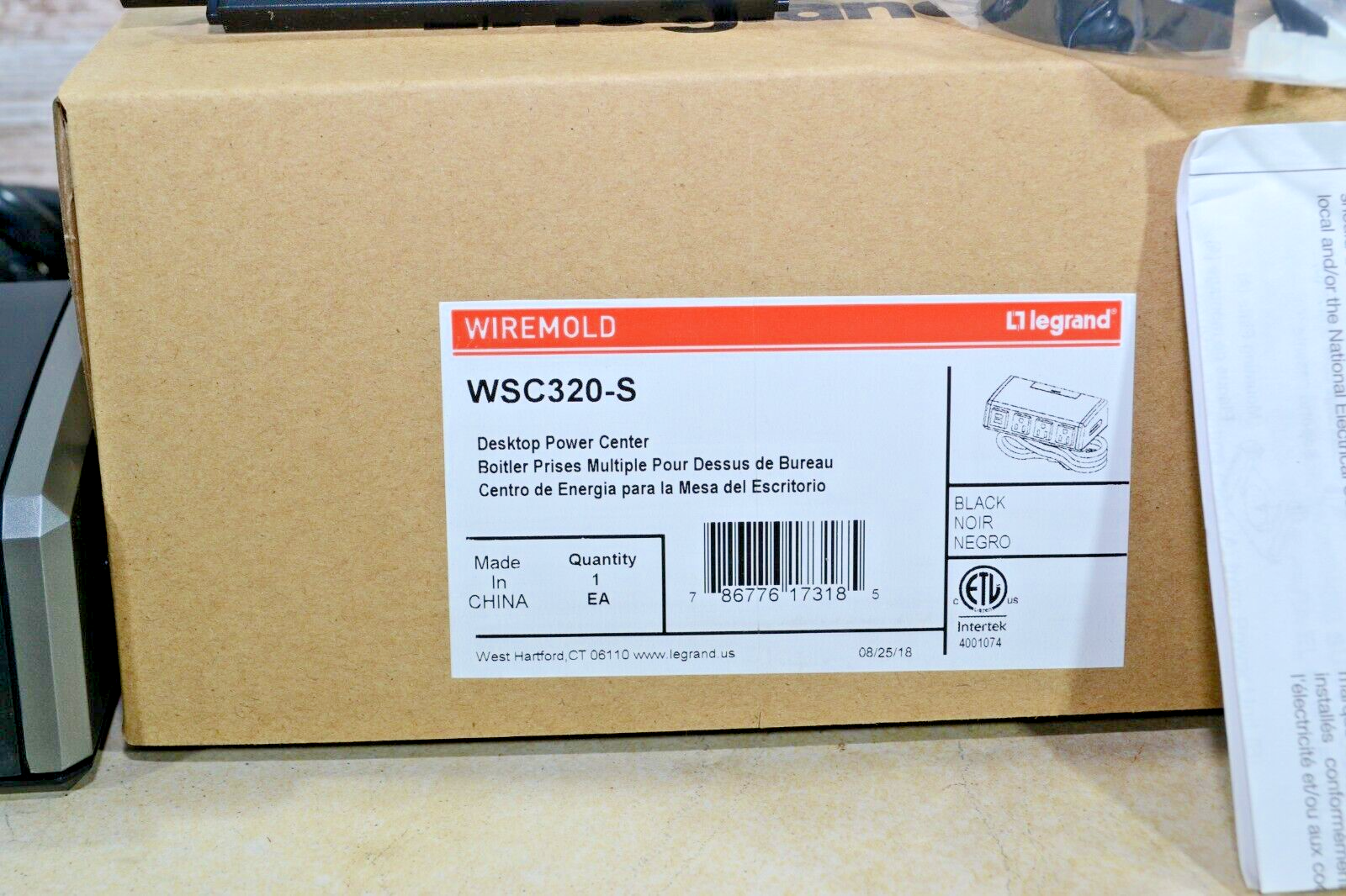 Legrand Wiremold Desktop Power Center - Black, WSC320-S
