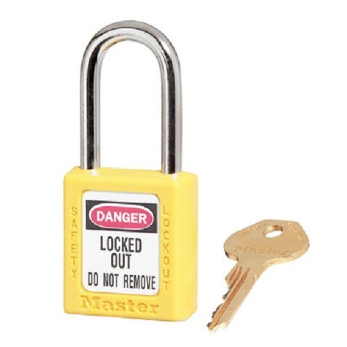 MASTER LOCK SAFETY LOCKOUT PADLOCK YELLOW 410YLW MEETS OSHA REQUIREMENTS 1 KEY