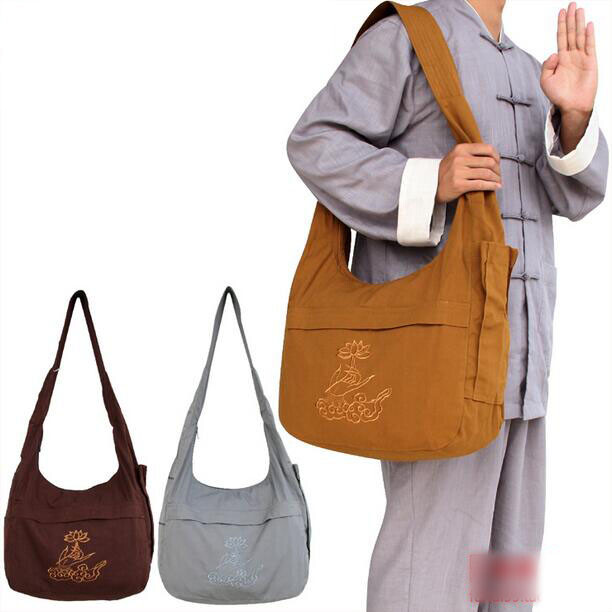 New Embroidery Shaolin Zen Monk Buddhist Meditation Lay Kung Fu Temple Bags
