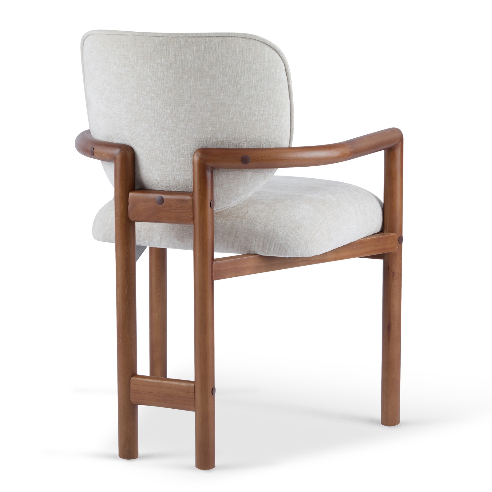 Dining Chairs Set of 2 Upholstered Arm Chairs, Rubber Wood Accent Chairs Beige
