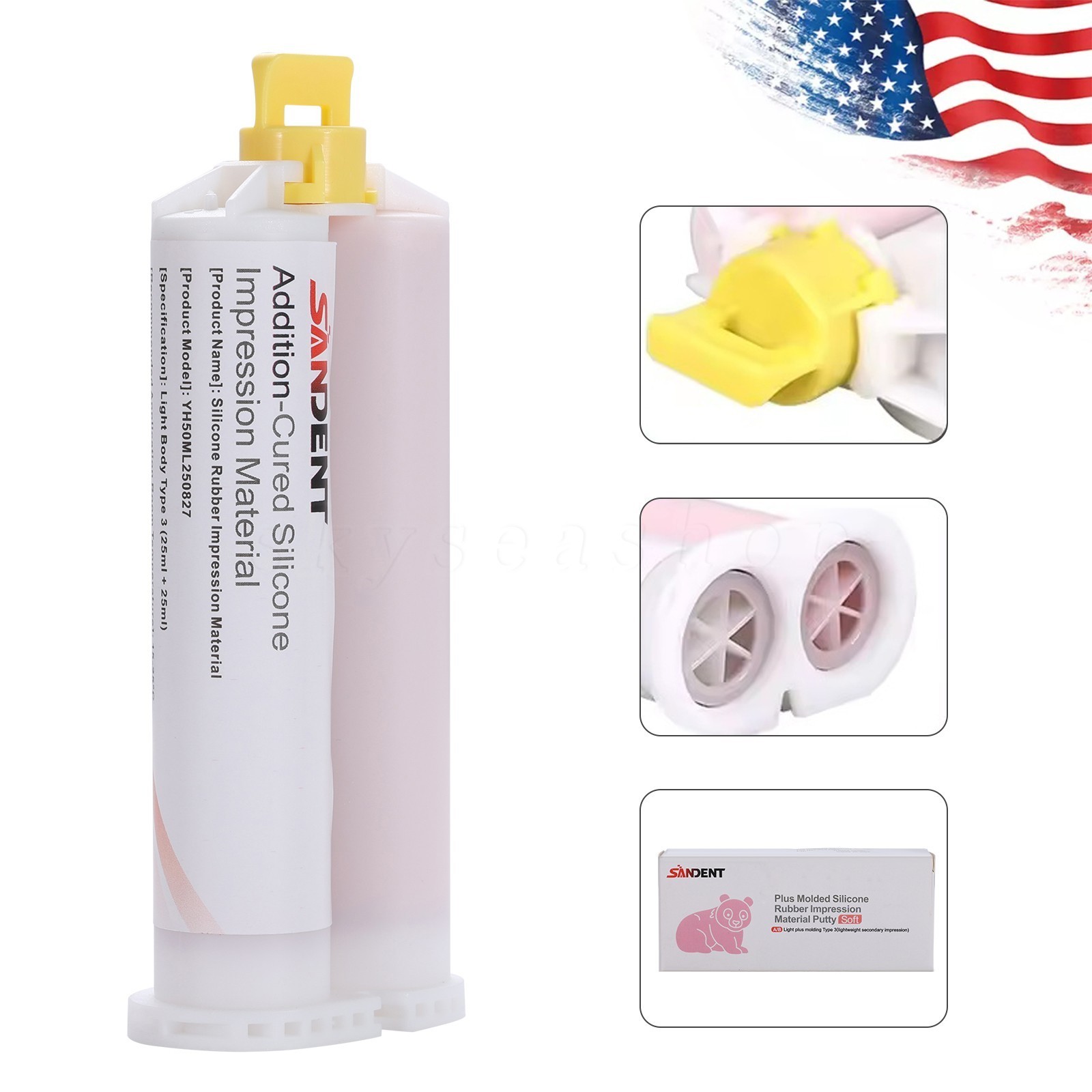 SANDENT Dental Elastomeric Impression Material Fast Body Fast Set Type 5 Tips