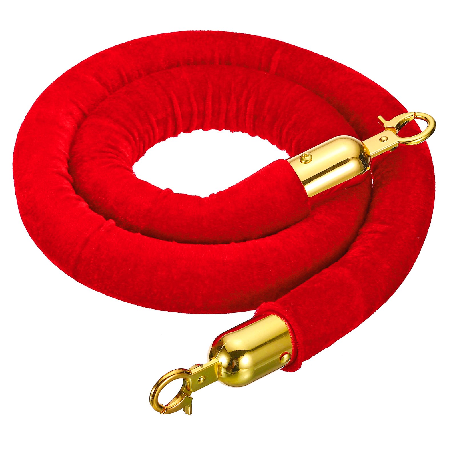 3.9 Feet Red Velvet Stanchion Rope Crowd Control Barrier Rope Golden Hook