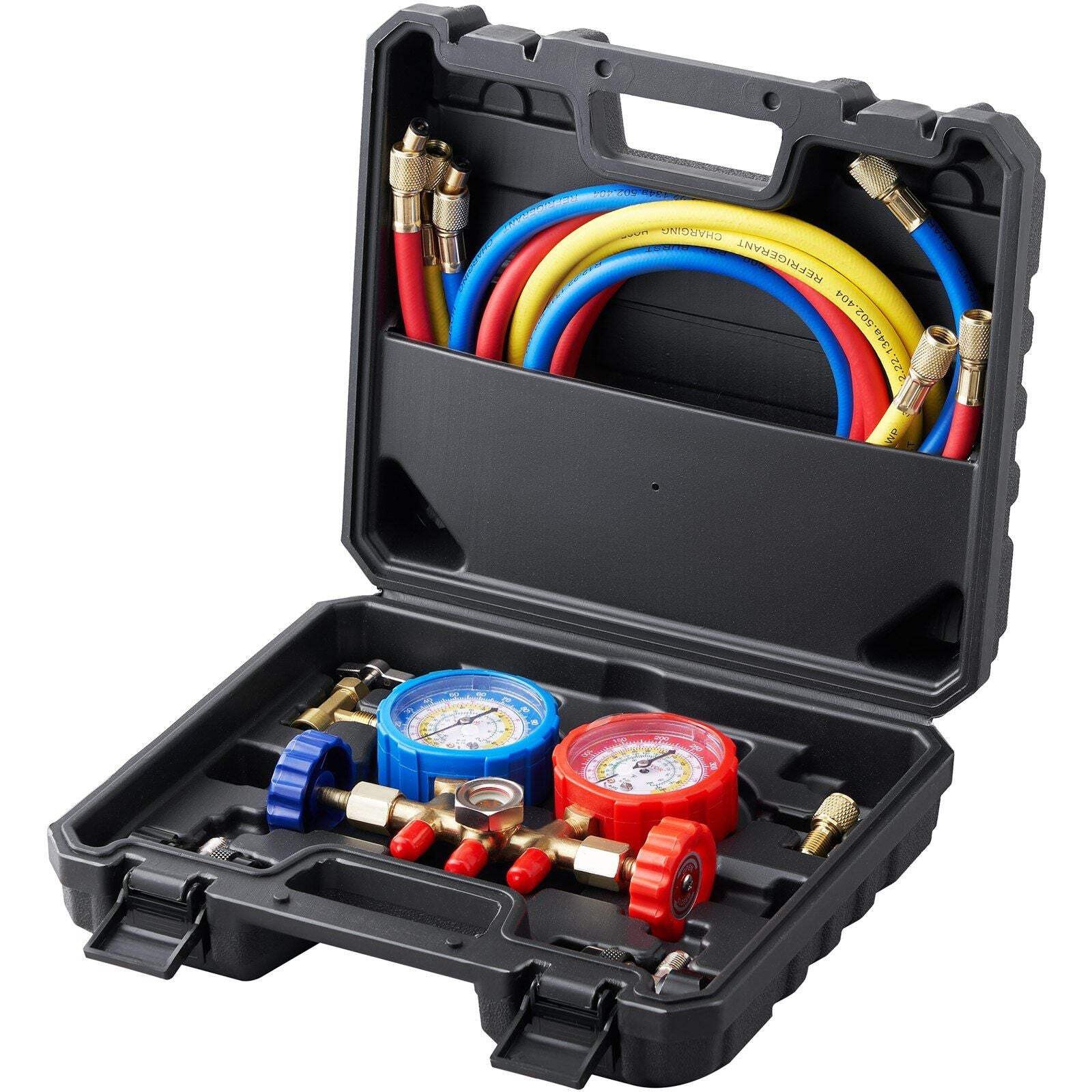 VEVOR AC Gauge Set - 3 Way AC Manifold Gauge Set for R134A R22 R12 R502 Refriger