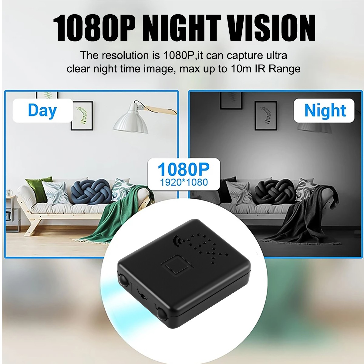 Small WiFi Security Camera 1080P No Battery Plug & Play Indoor Office