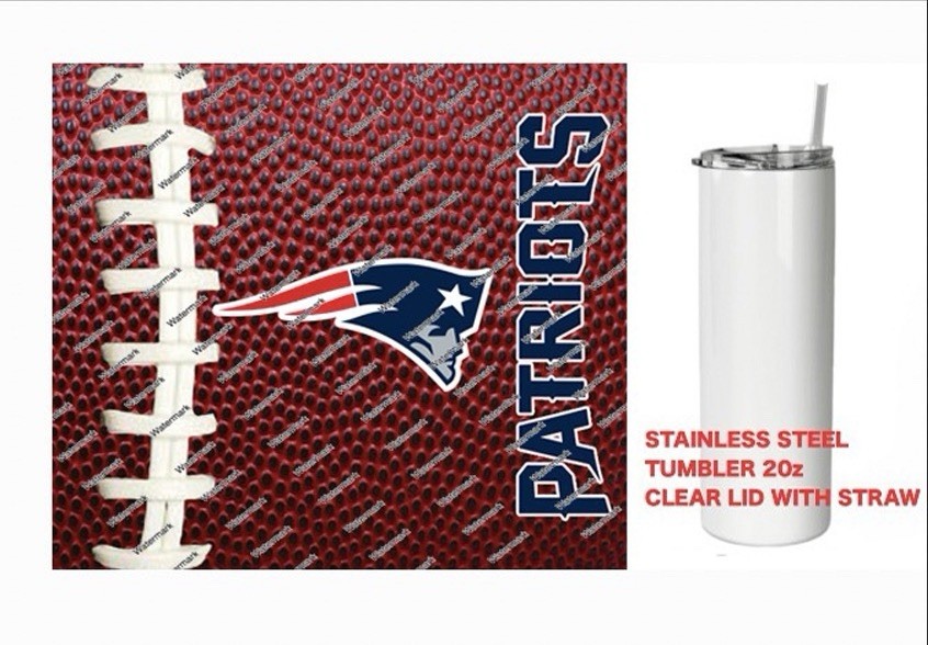 PATRIOTS   - Pig skin Football - Tumbler 20 oz Stainless Steel